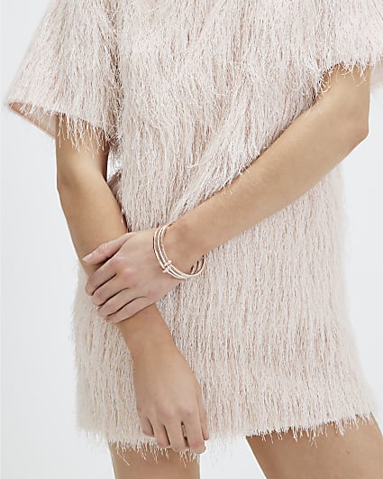 Rose Gold and Silver Linked Stacking Bangle