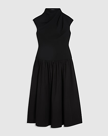 Petite Black Short Sleeve Hybrid Maxi Dress