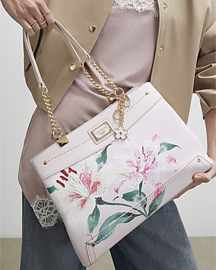 Pink Lilies Chain Tote Bundle Bag