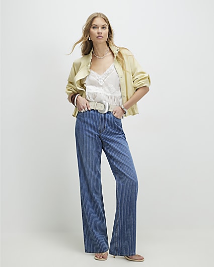 Blue Stripe Relaxed Straight Leg Jeans
