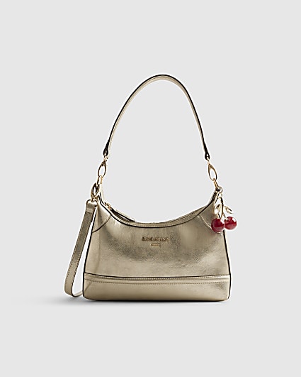 Gold Cherry Charm Shoulder Bag