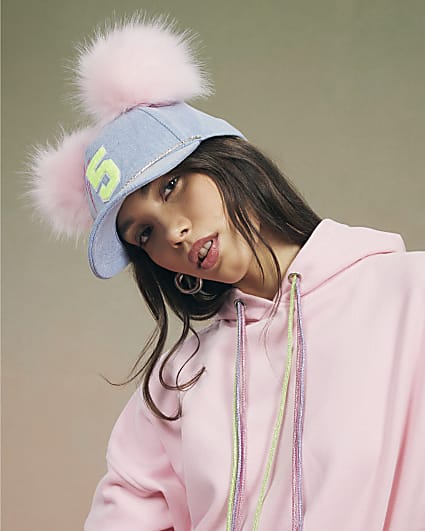 Blue Year Zero Pom Pom Denim Cap