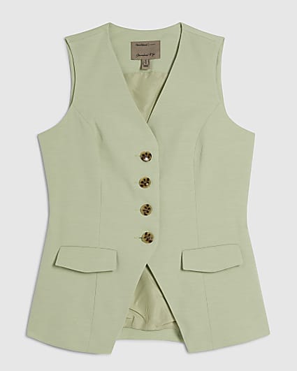 Petite Green Tie Detail Waistcoat