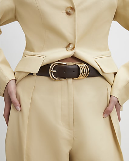 Brown Multiple Keeper Faux Leather Belt