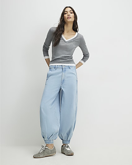 Blue Balloon Leg Jeans