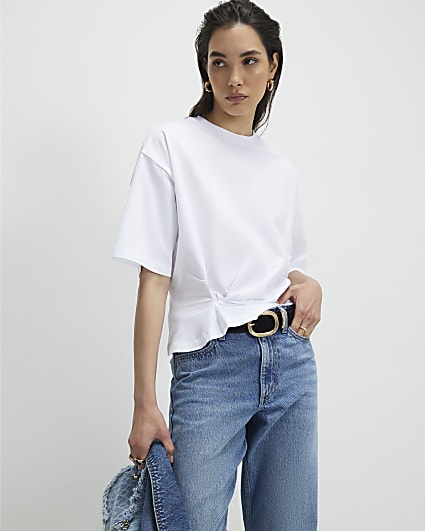 White Twist Hem T-Shirt
