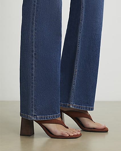 Brown Faux Suede Toe Thong Heeled Sandals