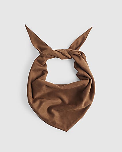 Brown Faux Suede Multi Wear Scarf