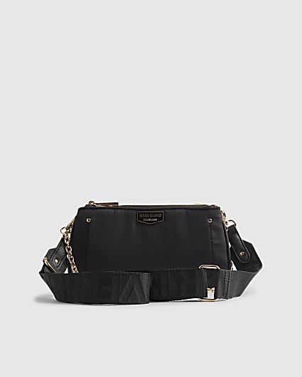 Black Double Compartment Cross Body Bag