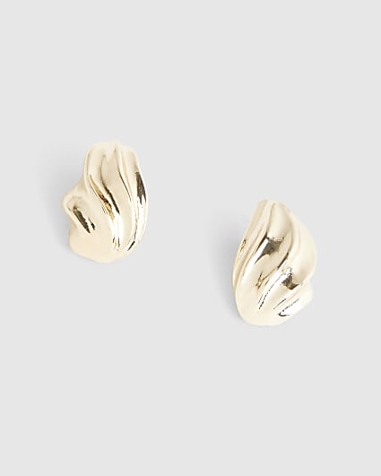 Gold Swirl Domed Stud Earrings