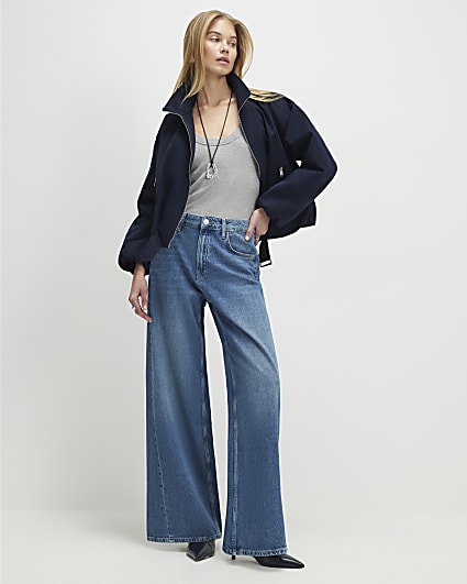 Blue Classic Wide Leg Jeans