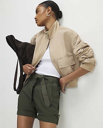 Khaki Belted Shorts