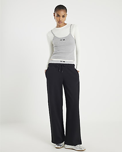 Black 2 in 1 Wide Leg Joggers