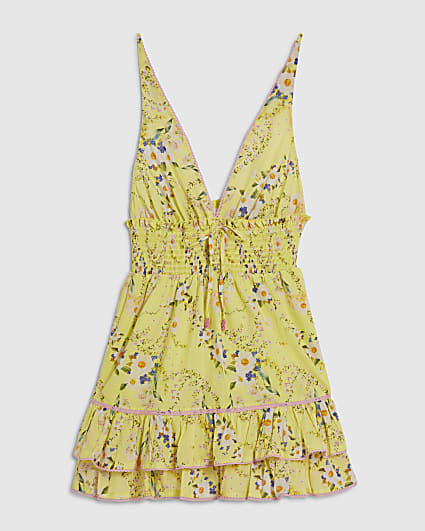 Petite Yellow Daisy Print Mini Dress