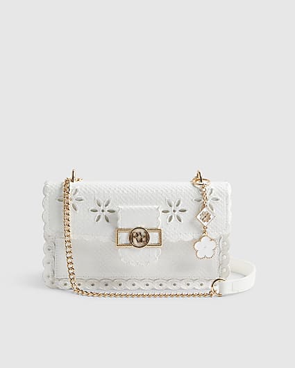 White Scalloped Edge Shoulder Bag