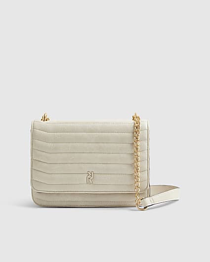 Cream Quilted Chain Shoulder Bag