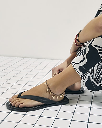 Gold Shell Charm Cord Anklet