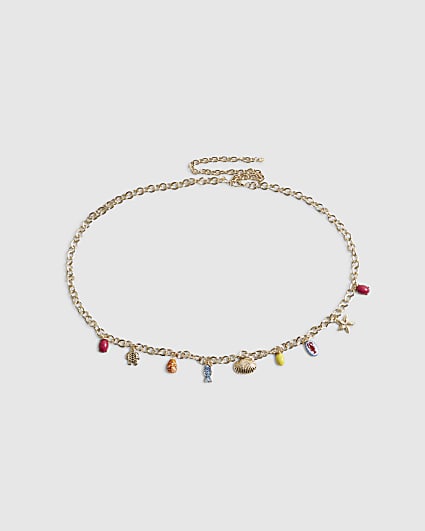 Gold Charm Drop Chain Belt
