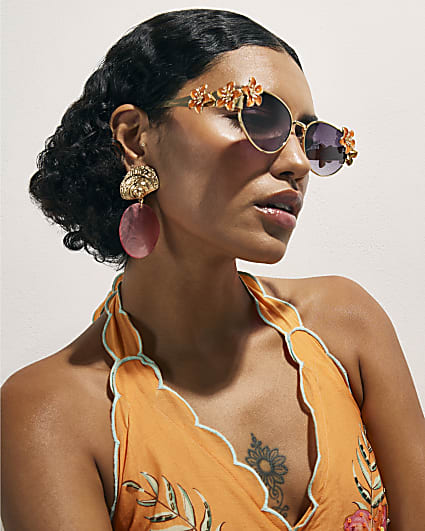 Orange Flower Sunglasses