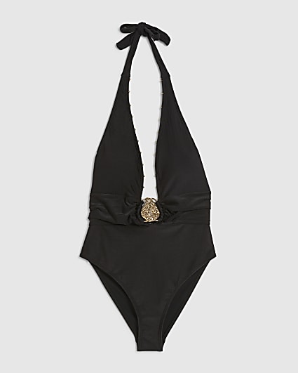 Black Hardware Plunge Swimsuit