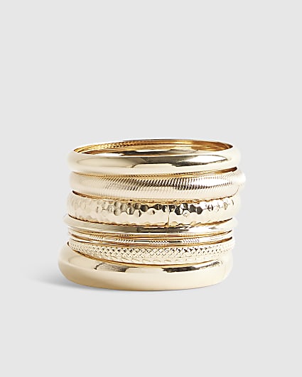 Gold Metal Bangle Stack