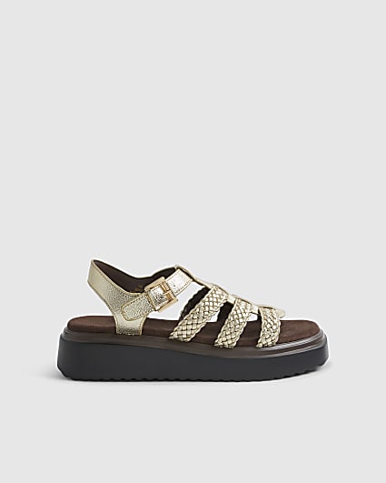 Gold Fisherman Flatform Sandals