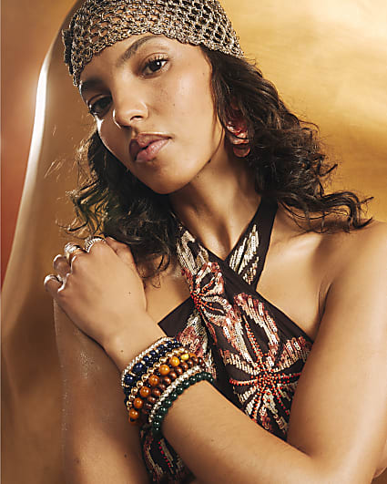 Brown Beaded Bracelet 20 Pack