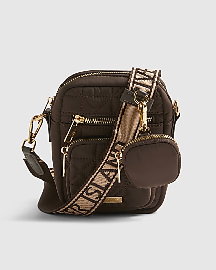Brown Webbing Strap Cross Body Bag