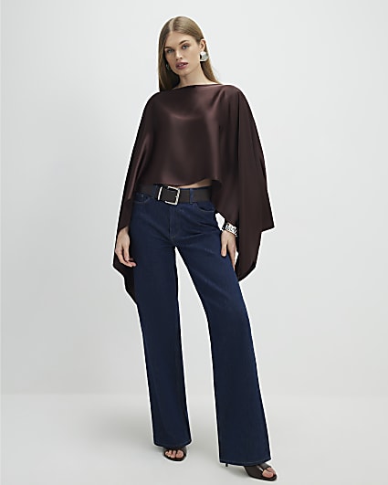 Brown Satin Waterfall Cape