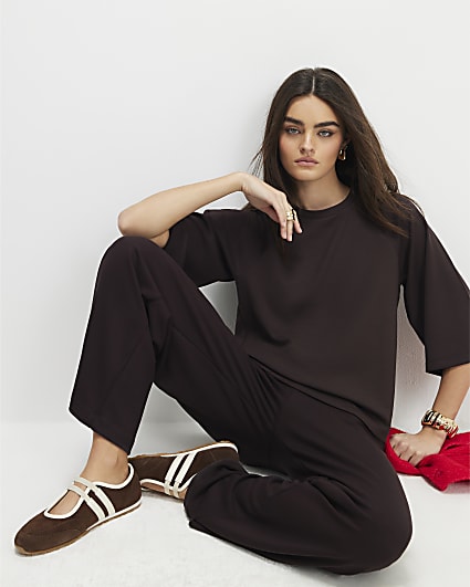 Brown Premium Short Sleeve Raglan Top