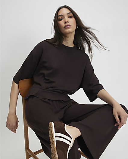 Brown Premium Short Sleeve Tuck Side Top