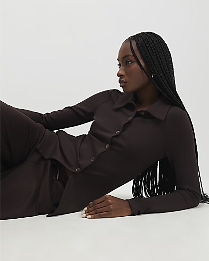 Brown Long Sleeve Premium Button Up Shirt