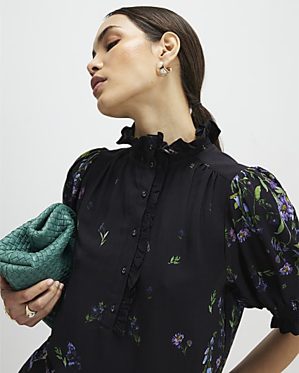 Black Floral Blouse