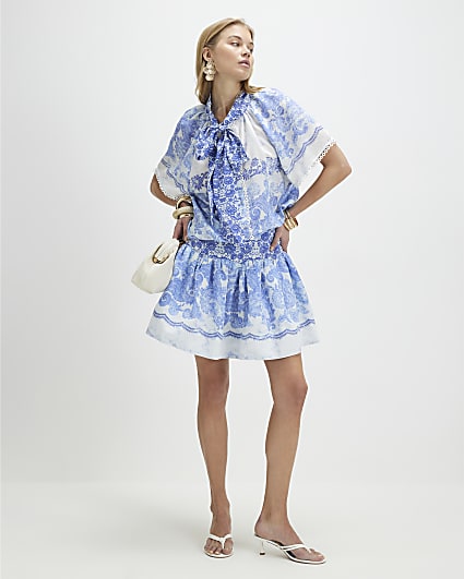 Blue Floral Rara Skirt