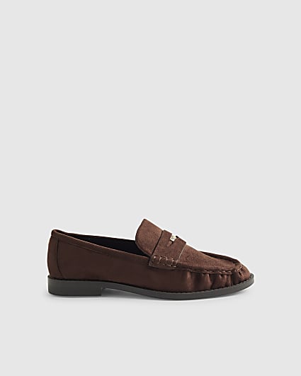 Brown Ruched Loafers