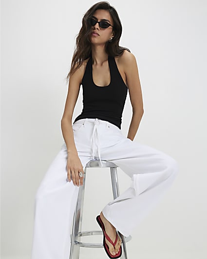 Black Halter Neck Tank Top