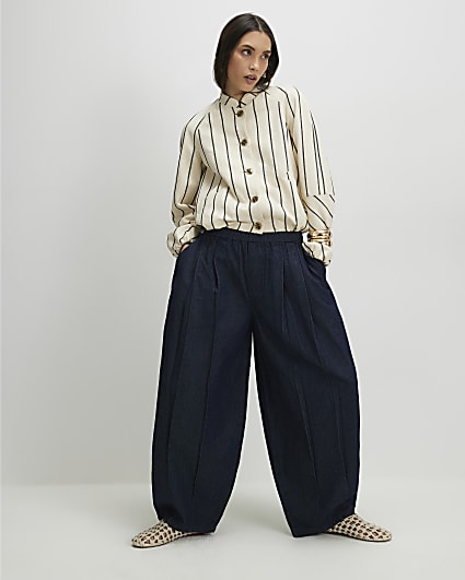 Blue Barrel Leg Jeans