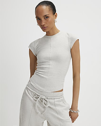 Beige Cosy Cap Sleeve T-Shirt