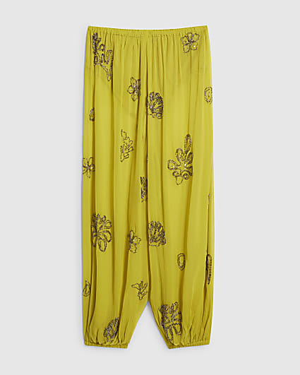 Petite Yellow Embellished Balloon Trousers