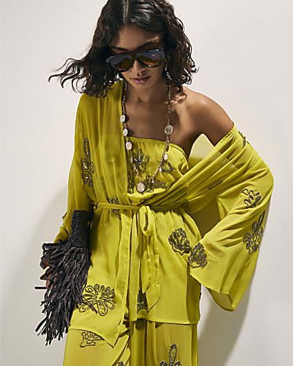 Yellow Embellished Kaftan