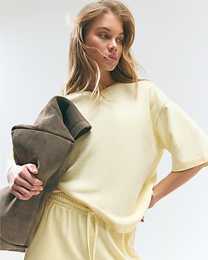Yellow Cotton Short Sleeve Loopback T-shirt