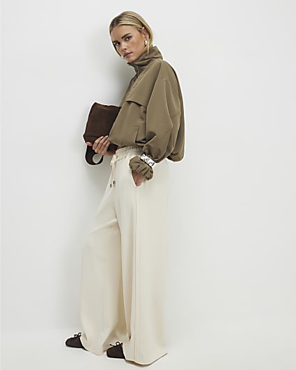 Petite Cream Wide Leg Tailored Joggers
