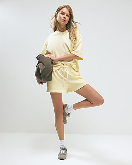 Yellow Cotton Loopback Shorts