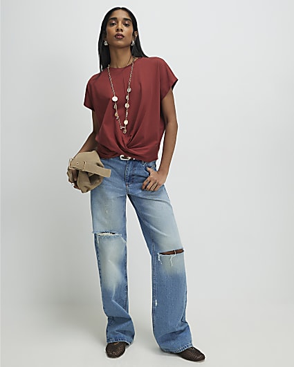 Orange Twist Front T-Shirt