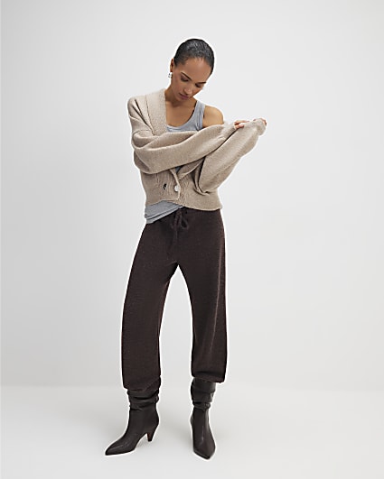 Brown Cosy Balloon Leg Joggers