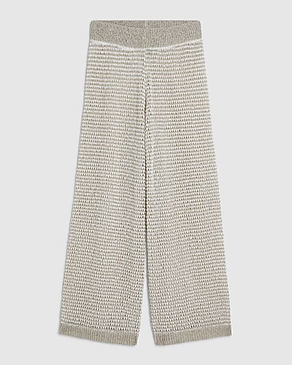 Petite Beige Striped Knitted Trousers