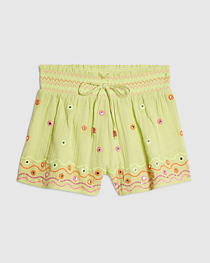 Green Mirror Embroidered Shorts