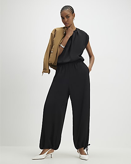 Black Adjustable Balloon Leg Trousers