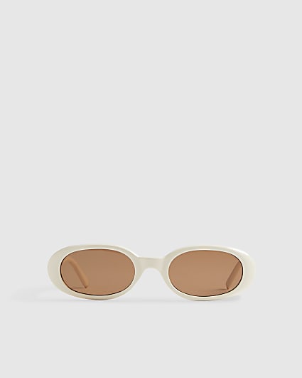 Cream Slim Oval Sunglasses
