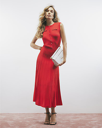 Red Pointelle Maxi Dress